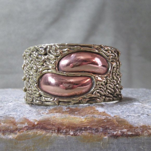 WhyteWing Jewelry - Mixed Metal Cuff Bracelet  BEAN  Molten Bronze